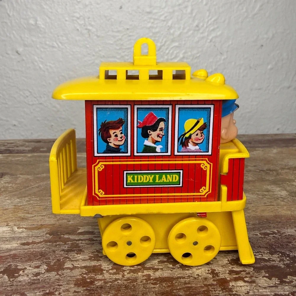 Vintage Tin Litho Wind Up Kiddy Land Tram Car Toy Mid Century Japan Yone